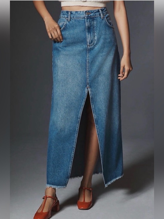 Pilcro Dresses & Skirts - Pilcro women’s Madi Front-Slit Denim Maxi Skirt Sz 8 western